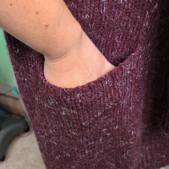 Coldwater Creek Burgundy Knit Cardigan X-Long Crochet Style XL - Picture 4 of 9